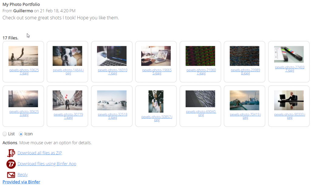 File sharing for professional photographers binfer web pickup